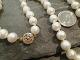 18" Hand Knotted 8MM Pearl, Gold Filled Necklace