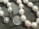 18" Hand Knotted 11MM Ringed Pearl, Sterling Necklace