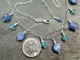 Up To 20" Kyanite, Fluorite, Sterling Silver Necklace