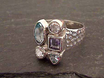 SIZE 8 Topaz, Iolite, Sterling Silver Ring