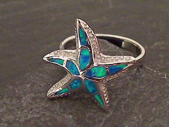 Size 7.75 Created Opal, Sterling Silver Ring