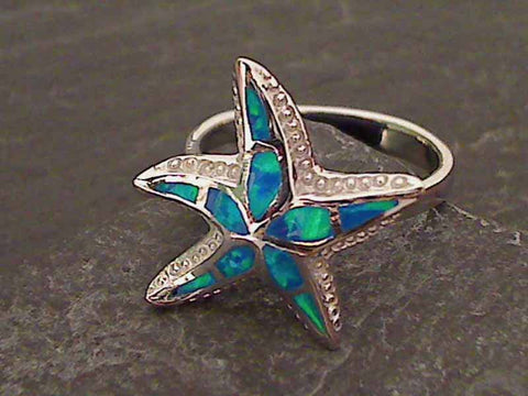 Size 7.75 Created Opal, Sterling Silver Ring