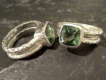 Size 8 Green Quartz, Sterling Silver Ring