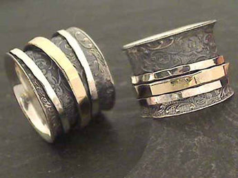 Size 7 14K Gold, Sterling Silver Spinner Ring