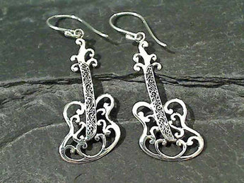 Sterling Silver Guitar Earrings