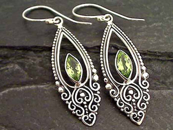 Peridot, Sterling Silver Earrings