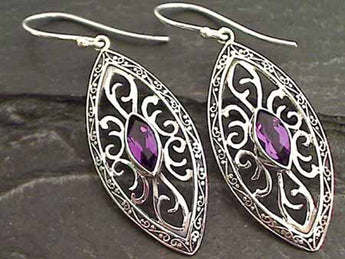 Amethyst, Sterling Silver Earrings