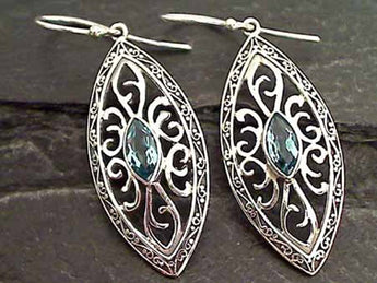 Blue Topaz, Sterling Silver Earrings