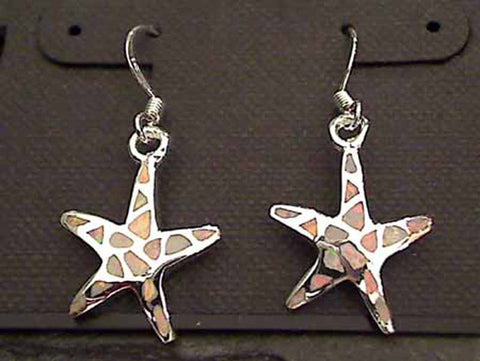 Created Opal, Sterling Silver Starfish Earrings