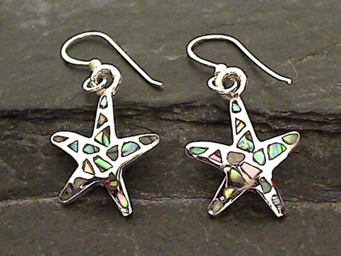 Abalone, Sterling Silver Starfish Earrings