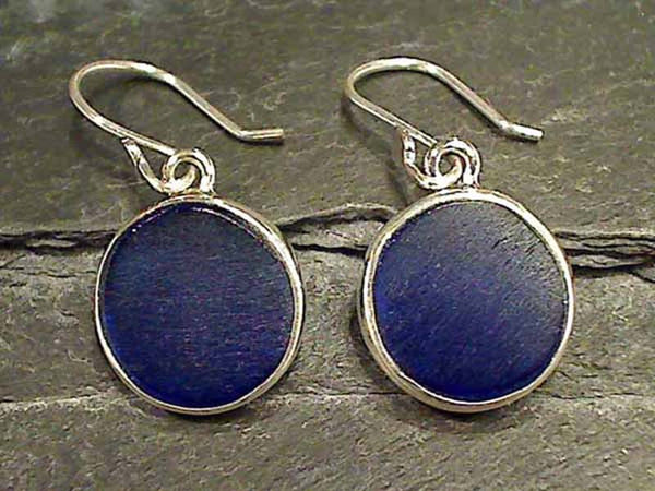 Recycled Glass, Sterling Silver Earrings