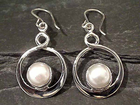 Pearl, Sterling Silver Earrings