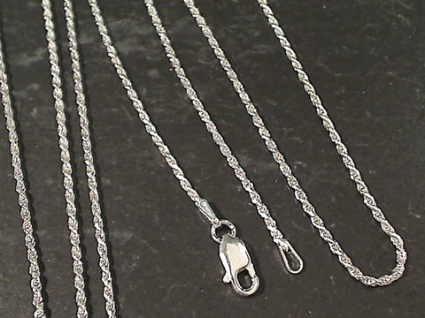 18" Thin Gauge 1.25mm Rope Chain, Sterling