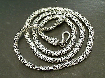 22" Sterling 4x2.5mm Bali Byzantine Chain