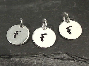 Letter F Charm, Sterling Silver