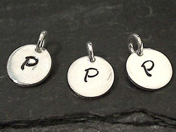 Letter P Charm, Sterling Silver