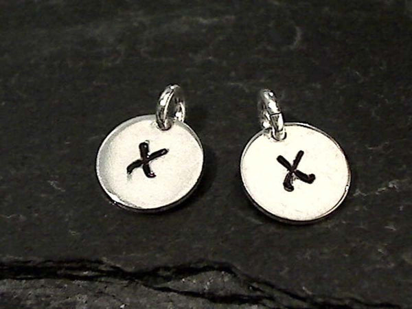 Letter X Charm, Sterling Silver