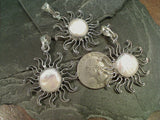 Coin Pearl Sun Pendant, Fine Sterling Silver