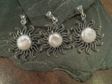 Coin Pearl Sun Pendant, Fine Sterling Silver
