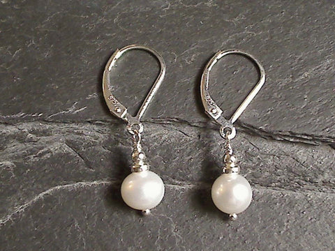 Pearl, Sterling Silver Earrings