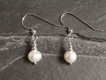 Pearl, Sterling Silver Earrings
