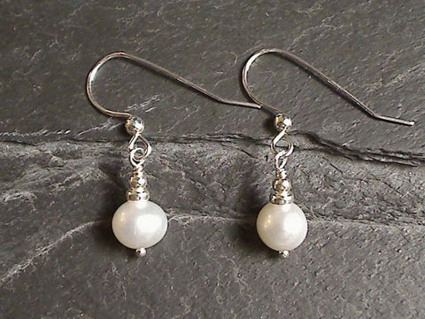 Pearl, Sterling Silver Earrings