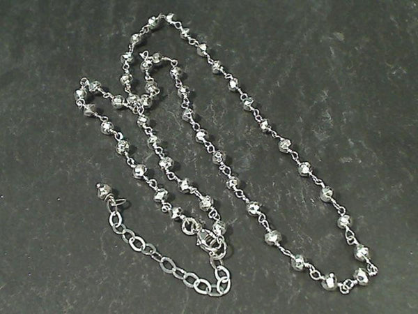 14" - 16" Coated Pyrite, Sterling Silver Necklace