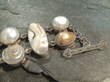 7" Shells, Pearls, Sterling Silver Bracelet