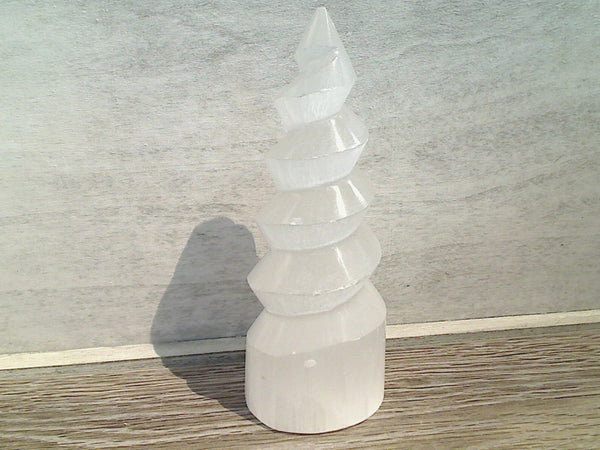 Selenite 6" Smooth Spiral Tower