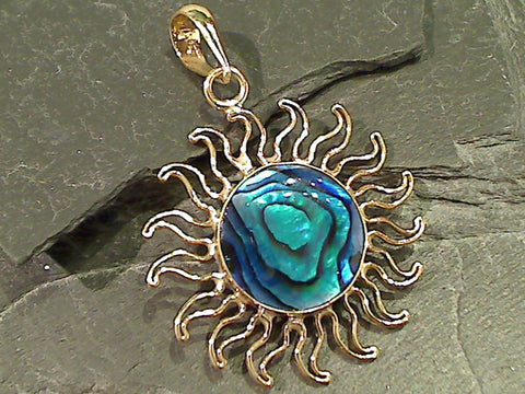 Blue Abalone, Alchemia Lg. Sun Pendant