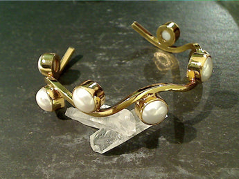 Pearl, Alchemia Wave Cuff Bracelet