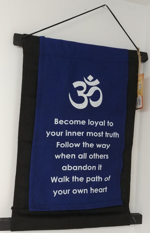 Om Symbol ''Loyal'' Scroll Banner 15'' x 10''