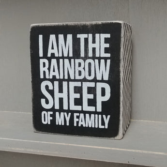 ''I Am The Rainbow Sheep'' Tiny Box Sign 3'' x 2.5''