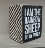 "I Am The Rainbow Sheep" Tiny Box Sign 3" x 2.5"
