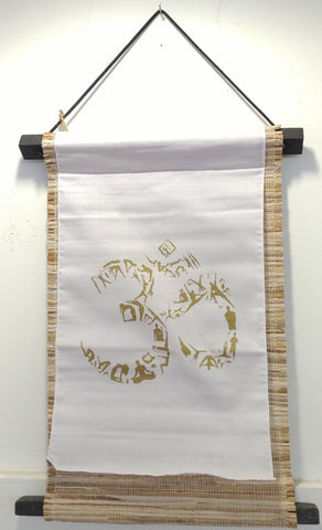 Om Yoga Seagrass Scroll Banner 15'' x 9''